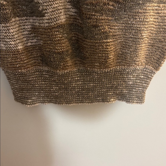 VTG 80s 90s Beldoch Popper sleeveless sweater top Womens Camo Abstract Linen - Picture 4 of 6